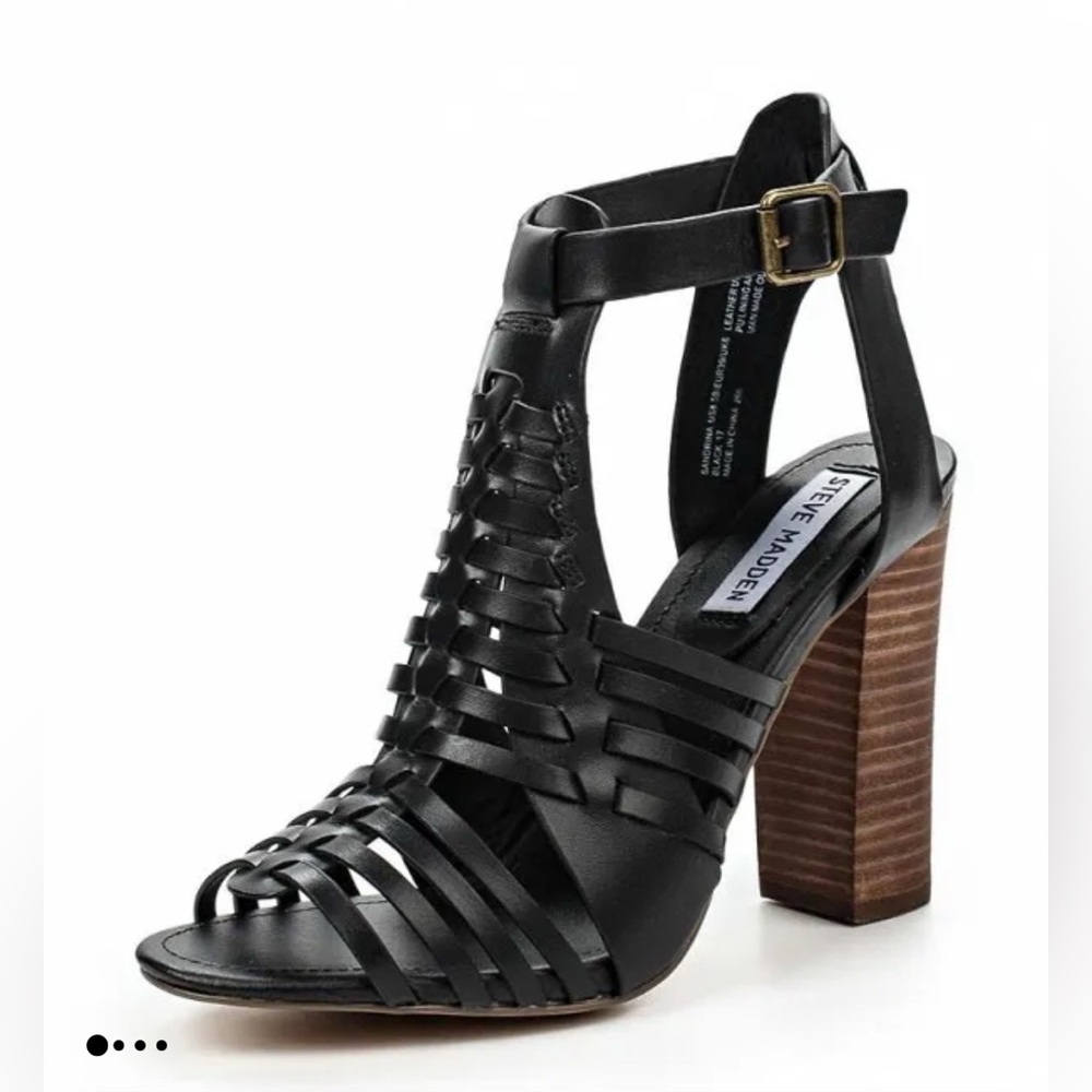 Steven Madden Black Strappy Block Heels